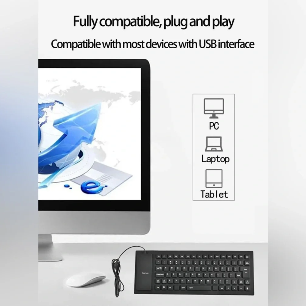New Silicone Flexible 85 Keys Mini USB portable Waterproof Keyboard